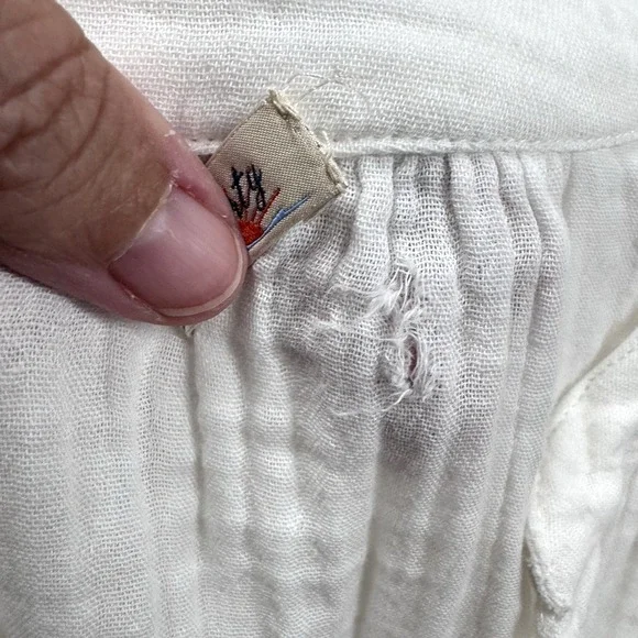 Faherty Kasey Organic Cotton Gauze Dress Sz L Tiered White Boho Cottage READ - Picture 16 of 16